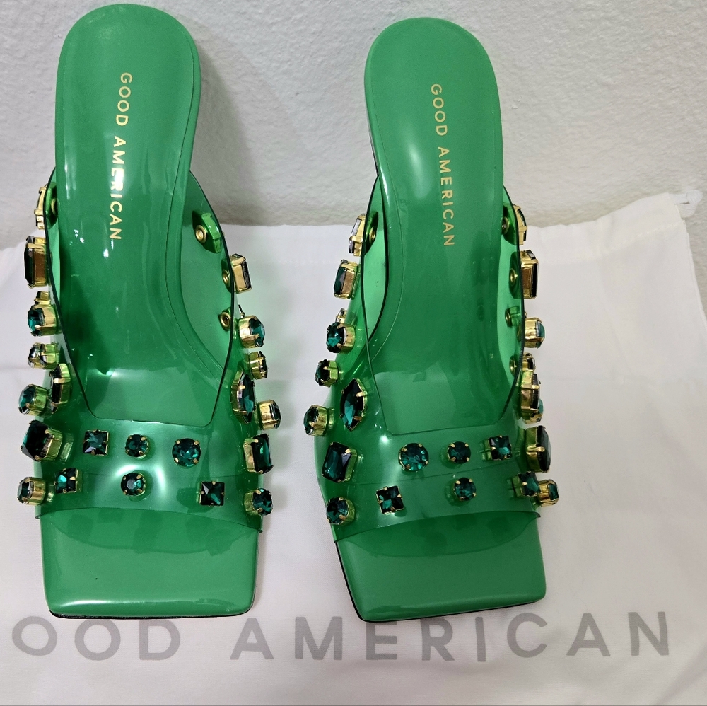 Good American Jeweled Emma Slip Heel Size 8 & 7.5 - Picture 7 of 9
